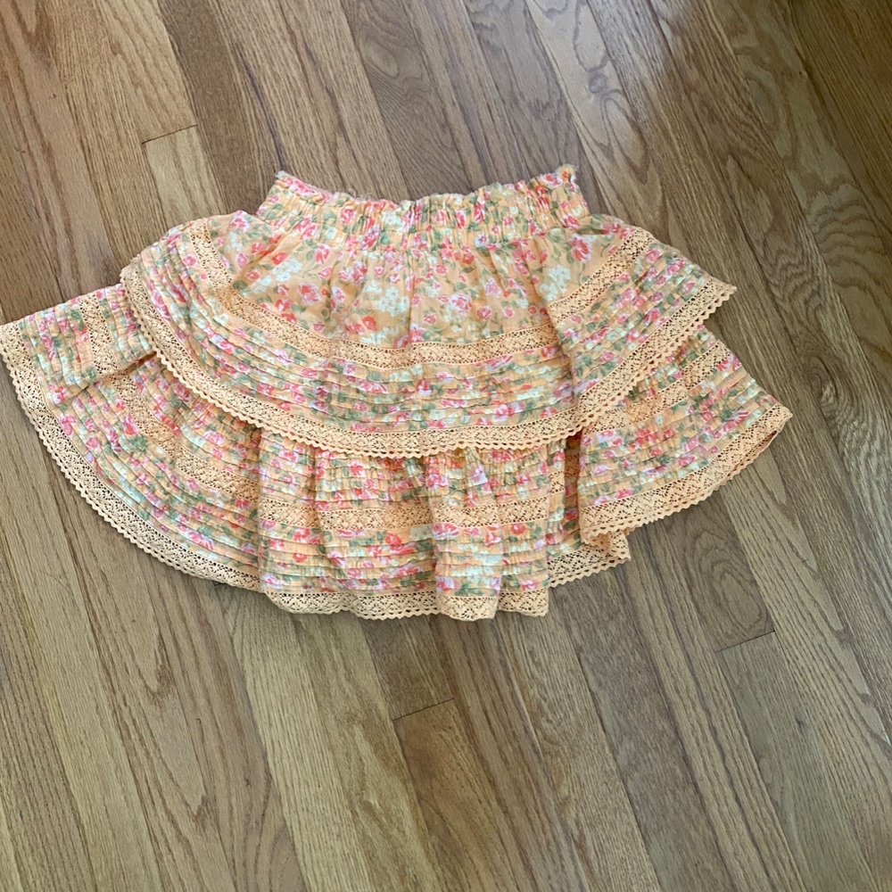 Aerie Rock n Ruffle skirt orange floral new with tag